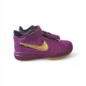 Nike Kids Purple and Gold Velcro Basketball Sneakers